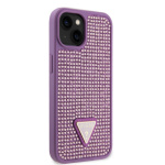 Guess Rhinestones Triangle Metal Logo Kryt pro iPhone 15 Purple, GUHCP15SHDGTPU