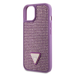 Guess Rhinestones Triangle Metal Logo Kryt pro iPhone 15 Purple, GUHCP15SHDGTPU