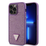 Guess Rhinestones Triangle Metal Logo Kryt pro iPhone 15 Pro Max Purple, GUHCP15XHDGTPU