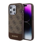 Guess PU 4G Stripe MagSafe Zadní Kryt pro iPhone 15 Pro Brown, GUHMP15LG4GLBR