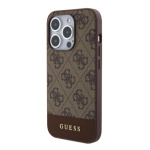 Guess PU 4G Stripe MagSafe Zadní Kryt pro iPhone 15 Pro Brown, GUHMP15LG4GLBR