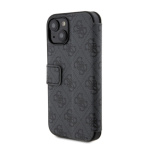 Guess PU Leather 4G Metal Logo Book Pouzdro pro iPhone 15 Grey, GUBKP15S4GMGGR