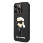 Karl Lagerfeld Liquid Silicone Ikonik NFT Zadní Kryt pro iPhone 15 Pro Max Black, KLHCP15XSNIKBCK