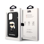 Karl Lagerfeld Liquid Silicone Ikonik NFT Zadní Kryt pro iPhone 15 Pro Max Black, KLHCP15XSNIKBCK