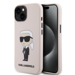 Karl Lagerfeld Liquid Silicone Ikonik NFT Zadní Kryt pro iPhone 15 Pink, KLHCP15SSNIKBCP