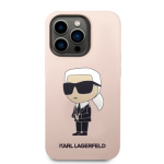 Karl Lagerfeld Liquid Silicone Ikonik NFT Zadní Kryt pro iPhone 15 Pro Max Pink, KLHCP15XSNIKBCP