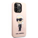 Karl Lagerfeld Liquid Silicone Ikonik NFT Zadní Kryt pro iPhone 15 Pro Max Pink, KLHCP15XSNIKBCP