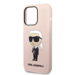 Karl Lagerfeld Liquid Silicone Ikonik NFT Zadní Kryt pro iPhone 15 Pro Max Pink, KLHCP15XSNIKBCP