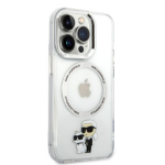 Karl Lagerfeld IML Karl and Choupette MagSafe Zadní Kryt pro iPhone 15 Pro Transparent, KLHMP15LHNKCIT