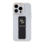 Guess PU Grip Stand 4G Metal Logo Zadní Kryt pro iPhone 15 Pro Black, GUHCP15LHGSSA4K