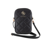 Guess PU Quilted 4G Metal Logo Taška na Telefon se Zipem Black, GUWBZPSQSSGK