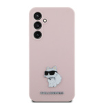 Karl Lagerfeld Liquid Silicone Metal Choupette Zadní Kryt pro Samsung Galaxy S23 FE Pink, KLHCS23FESMHCNPP