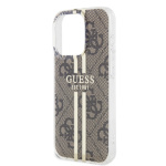 Guess IML 4G Gold Stripe Zadní Kryt pro iPhone 15 Pro Max Brown, GUHCP15XH4PSEGW