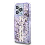 Guess PC/TPU Liquid Glitter Gold Stripe Zadní Kryt pro iPhone 15 Pro Purple, GUHCP15LLFCSEGU