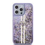 Guess PC/TPU Liquid Glitter Gold Stripe Zadní Kryt pro iPhone 15 Pro Max Purple, GUHCP15XLFCSEGU