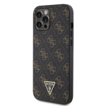 Guess PU Leather 4G Triangle Metal Logo Zadní Kryt pro iPhone 12 Pro Max Black, GUHCP12LPG4GPK