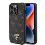 Guess PU Leather 4G Triangle Metal Logo Zadní Kryt pro iPhone 13 Pro Black, GUHCP13LPG4GPK