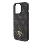 Guess PU Leather 4G Triangle Metal Logo Zadní Kryt pro iPhone 13 Pro Black, GUHCP13LPG4GPK