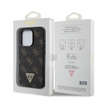 Guess PU Leather 4G Triangle Metal Logo Zadní Kryt pro iPhone 15 Pro Black, GUHCP15LPG4GPK