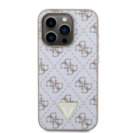 Guess PU Leather 4G Triangle Metal Logo Zadní Kryt pro iPhone 15 Pro White, GUHCP15LPG4GPH