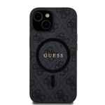 Guess PU Leather 4G Colored Ring MagSafe Zadní Kryt pro iPhone 15 Black, GUHMP15SG4GFRK