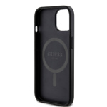 Guess PU Leather 4G Colored Ring MagSafe Zadní Kryt pro iPhone 15 Black, GUHMP15SG4GFRK