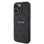 Guess PU Leather 4G Colored Ring MagSafe Zadní Kryt pro iPhone 15 Pro Max Black, GUHMP15XG4GFRK