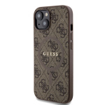 Guess PU Leather 4G Colored Ring MagSafe Zadní Kryt pro iPhone 15 Brown, GUHMP15SG4GFRW