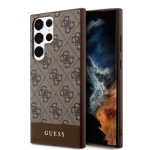 Guess PU 4G Stripe Zadní Kryt pro Samsung Galaxy S24 Ultra Brown, GUHCS24LG4GLBR