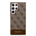 Guess PU 4G Stripe Zadní Kryt pro Samsung Galaxy S24 Ultra Brown, GUHCS24LG4GLBR