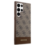 Guess PU 4G Stripe Zadní Kryt pro Samsung Galaxy S24 Ultra Brown, GUHCS24LG4GLBR