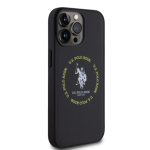 U.S. Polo PU Leather Printed Round Double Horse MagSafe Zadní Kryt pro iPhone 15 Pro Black, USHMP15LPSRTK