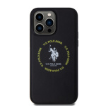 U.S. Polo PU Leather Printed Round Double Horse MagSafe Zadní Kryt pro iPhone 15 Pro Max Black, USHMP15XPSRTK