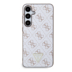 Guess PU Leather 4G Triangle Metal Logo Zadní Kryt pro Samsung Galaxy S24+ White, GUHCS24MPG4GPH