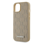 Karl Lagerfeld PU Leather Monogram Metal Logo Magsafe Zadní Kryt pro iPhone 14 Beige, KLHMP14SPKHPORPE