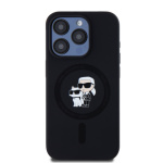 Karl Lagerfeld Liquid Silicone Karl and Choupette Magsafe Zadní Kryt pro iPhone 15 Pro Black, KLHMP15LSCMKCRHK