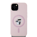 Karl Lagerfeld Liquid Silicone Karl and Choupette Magsafe Zadní Kryt pro iPhone 14 Pink, KLHMP14SSCMKCRHP