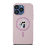 Karl Lagerfeld Liquid Silicone Karl and Choupette Magsafe Zadní Kryt pro iPhone 15 Pro Max Pink, KLHMP15XSCMKCRHP