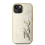 Karl Lagerfeld Wrinkled PU Signature Logo Zadní Kryt pro iPhone 14 Gold, KLHCP14SPFMFBKMD