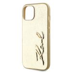 Karl Lagerfeld Wrinkled PU Signature Logo Zadní Kryt pro iPhone 14 Gold, KLHCP14SPFMFBKMD