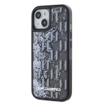 Karl Lagerfeld Liquid Glitter Monogram Gradient Zadní Kryt pro iPhone 15 Black, KLHCP15SLKLGKCCK