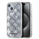 Karl Lagerfeld Liquid Glitter Monogram Gradient Zadní Kryt pro iPhone 14 White, KLHCP14SLKLGKCCH