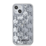 Karl Lagerfeld Liquid Glitter Monogram Gradient Zadní Kryt pro iPhone 14 White, KLHCP14SLKLGKCCH