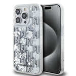 Karl Lagerfeld Liquid Glitter Monogram Gradient Zadní Kryt pro iPhone 14 Pro Max White, KLHCP14XLKLGKCCH