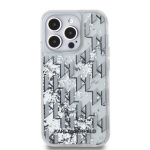 Karl Lagerfeld Liquid Glitter Monogram Gradient Zadní Kryt pro iPhone 14 Pro Max White, KLHCP14XLKLGKCCH