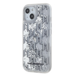 Karl Lagerfeld Liquid Glitter Monogram Gradient Zadní Kryt pro iPhone 15 White, KLHCP15SLKLGKCCH