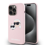 Karl Lagerfeld Liquid Silicone Double Heads Magsafe Zadní Kryt pro iPhone 14 Pro Pink, KLHMP14LSKCHPPLP