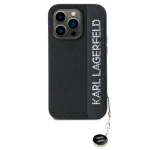 Karl Lagerfeld PU Saffiano Rhinestone Charm Zadní Kryt pro iPhone 14 Pro Max Black, KLHCP14XPSAKDGCK