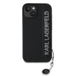 Karl Lagerfeld PU Saffiano Rhinestone Charm Zadní Kryt pro iPhone 15 Black, KLHCP15SPSAKDGCK