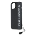 Karl Lagerfeld PU Saffiano Rhinestone Charm Zadní Kryt pro iPhone 15 Black, KLHCP15SPSAKDGCK